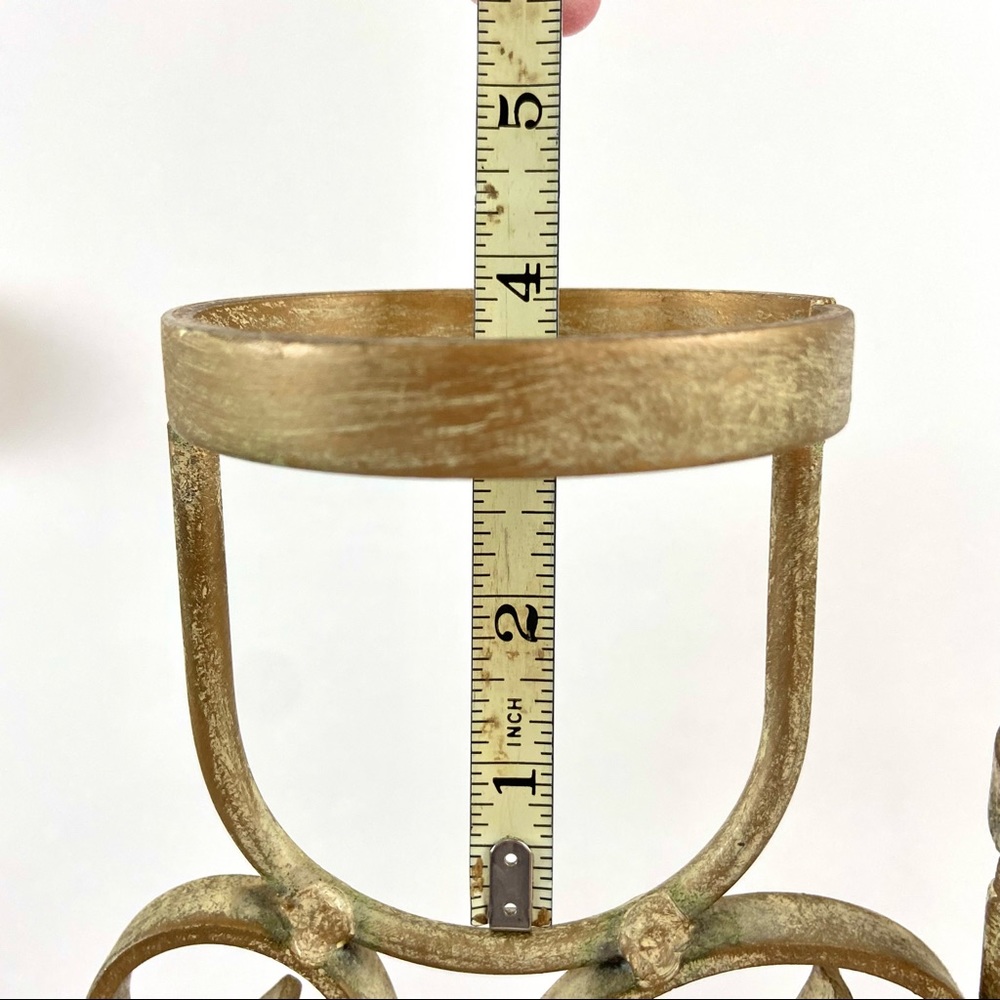 Antiqued Brushed Gold Iron Scroll Candelabra - Picture 11 of 12